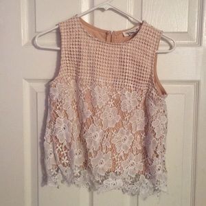 Lace tan and white shirt